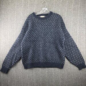 Vintage Woolrich Sweater Mens Large Blue Polka Dot Wool Knit Pullover USA 90s